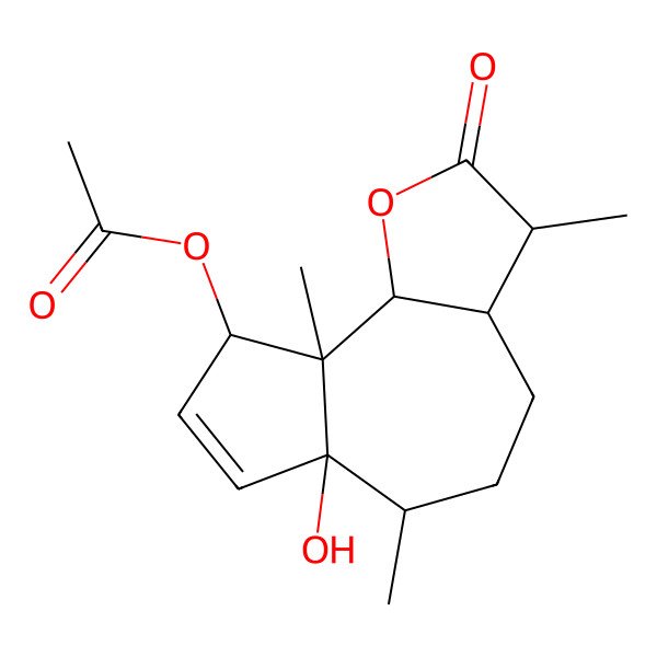2D Structure of [(3R,3aS,6S,6aS,9S,9aS,9bR)-6a-hydroxy-3,6,9a-trimethyl-2-oxo-3a,4,5,6,9,9b-hexahydro-3H-azuleno[8,7-b]furan-9-yl] acetate