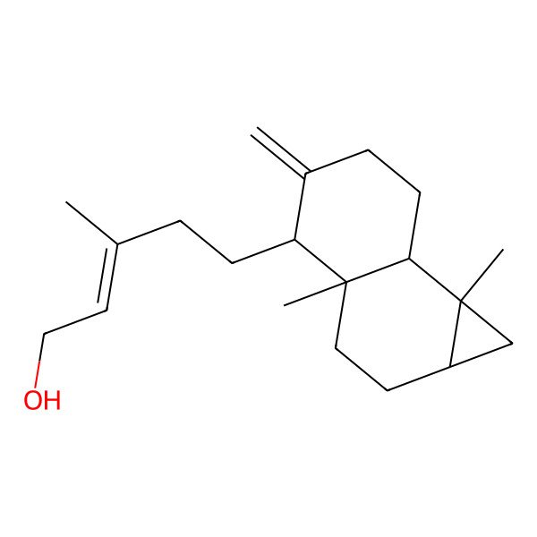 2D Structure of (E)-5-[(1aR,3aS,4S,7aR,7bS)-3a,7b-dimethyl-5-methylidene-1,1a,2,3,4,6,7,7a-octahydrocyclopropa[a]naphthalen-4-yl]-3-methylpent-2-en-1-ol