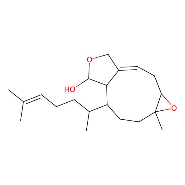 2D Structure of (1E,4S,6R,9S,11S)-6-methyl-9-[(2R)-6-methylhept-5-en-2-yl]-5,12-dioxatricyclo[8.3.0.04,6]tridec-1-en-11-ol