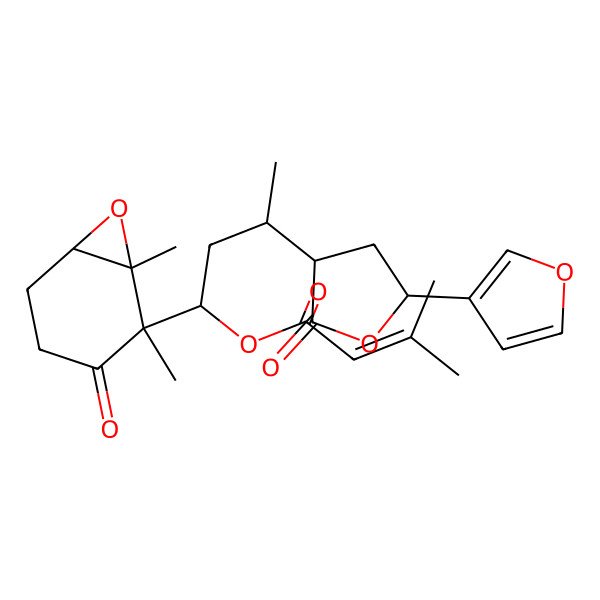2D Structure of [(1R,3R)-1-[(1S,2R,6R)-1,2-dimethyl-3-oxo-7-oxabicyclo[4.1.0]heptan-2-yl]-3-[(3R,5R)-5-(furan-3-yl)-2-oxooxolan-3-yl]butyl] 3-methylbut-2-enoate