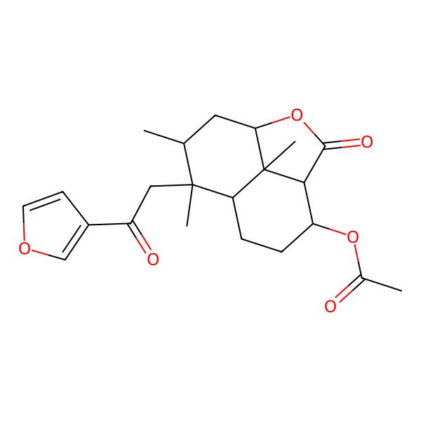 2D Structure of [9-[2-(Furan-3-yl)-2-oxoethyl]-9,10,12-trimethyl-3-oxo-2-oxatricyclo[6.3.1.04,12]dodecan-5-yl] acetate