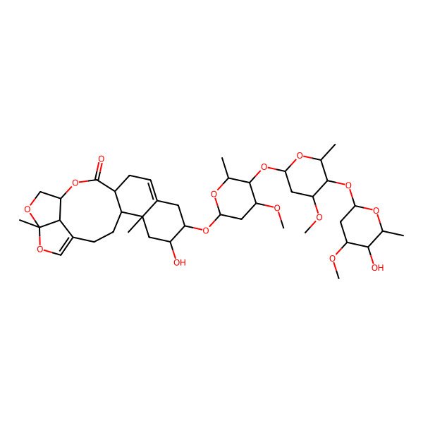 2D Structure of (4S,5R,7R,8R,13R,16S,19R,22R)-7-hydroxy-8-[(2S,4S,5R,6R)-5-[(2S,4R,5R,6S)-5-[(2S,4S,5R,6R)-5-hydroxy-4-methoxy-6-methyloxan-2-yl]oxy-4-methoxy-6-methyloxan-2-yl]oxy-4-methoxy-6-methyloxan-2-yl]oxy-5,19-dimethyl-15,18,20-trioxapentacyclo[14.5.1.04,13.05,10.019,22]docosa-1(21),10-dien-14-one