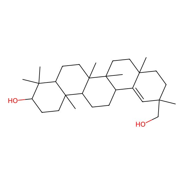 2D Structure of 11-(Hydroxymethyl)-4,4,6a,6b,8a,11,14b-heptamethyl-1,2,3,4a,5,6,6a,7,8,9,10,13,14,14a-tetradecahydropicen-3-ol