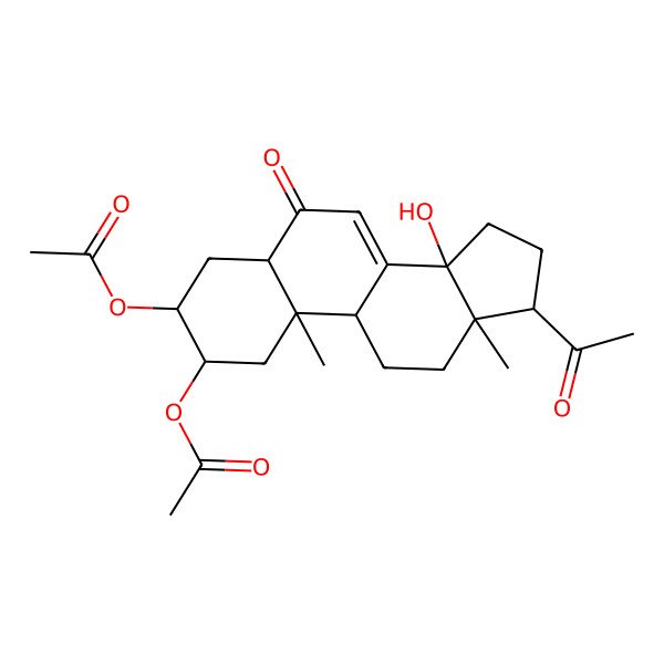 2D Structure of [(2S,3S,5R,9R,10R,13R,14S,17S)-17-acetyl-2-acetyloxy-14-hydroxy-10,13-dimethyl-6-oxo-2,3,4,5,9,11,12,15,16,17-decahydro-1H-cyclopenta[a]phenanthren-3-yl] acetate