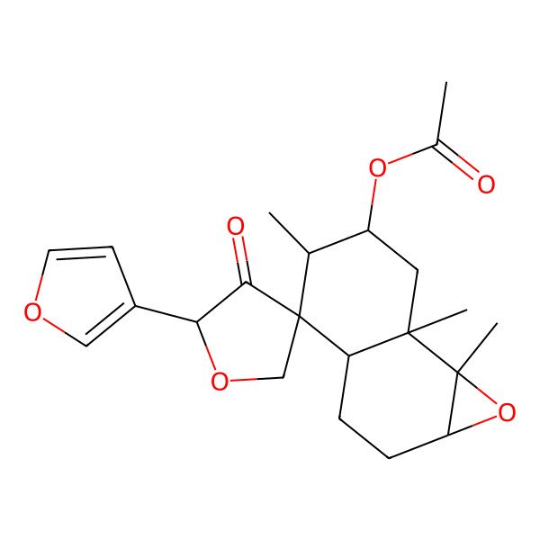2D Structure of [(1aR,2'S,3aS,4R,5S,6R,7aR,7bS)-2'-(furan-3-yl)-5,7a,7b-trimethyl-3'-oxospiro[2,3,3a,5,6,7-hexahydro-1aH-naphtho[1,2-b]oxirene-4,4'-oxolane]-6-yl] acetate
