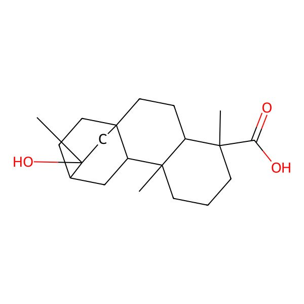 2D Structure of (1S,4S,5S,9S,10R,12S,13R)-13-hydroxy-5,9,13-trimethyltetracyclo[10.2.2.01,10.04,9]hexadecane-5-carboxylic acid