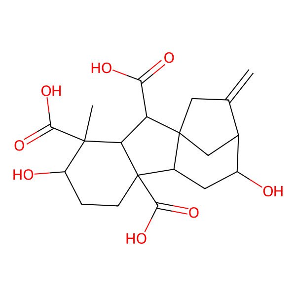 2D Structure of 5,11-Dihydroxy-4-methyl-13-methylidenetetracyclo[10.2.1.01,9.03,8]pentadecane-2,4,8-tricarboxylic acid