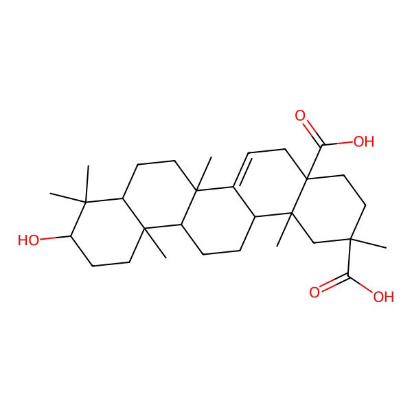 2D Structure of 10-Hydroxy-2,6b,9,9,12a,14b-hexamethyl-1,3,4,5,6a,7,8,8a,10,11,12,13,14,14a-tetradecahydropicene-2,4a-dicarboxylic acid