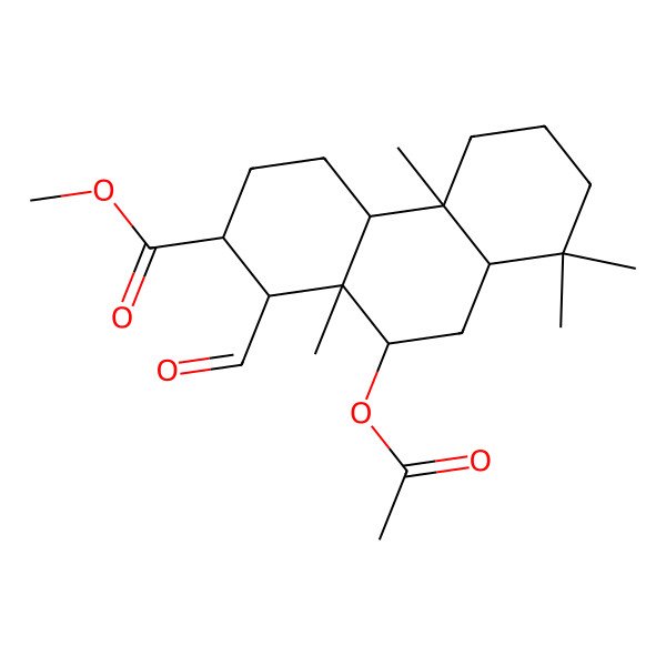 2D Structure of methyl (1R,2R,4aR,4bS,8aS,10R,10aR)-10-acetyloxy-1-formyl-4b,8,8,10a-tetramethyl-2,3,4,4a,5,6,7,8a,9,10-decahydro-1H-phenanthrene-2-carboxylate