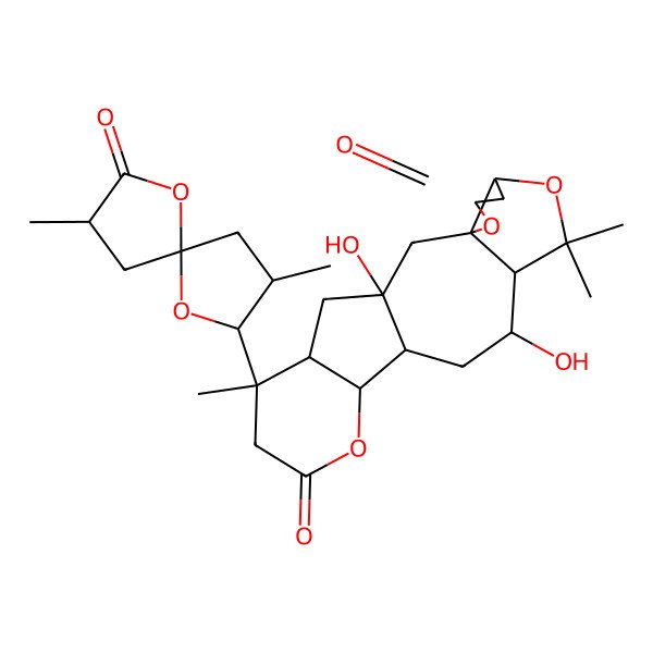 2D Structure of (1S,3R,7R,10S,11S,13R,14S,18R,19R)-18-[(3S,5R,7R,8R)-3,8-dimethyl-2-oxo-1,6-dioxaspiro[4.4]nonan-7-yl]-1,11-dihydroxy-9,9,18-trimethyl-4,8,15-trioxapentacyclo[11.7.0.03,7.03,10.014,19]icosane-5,16-dione