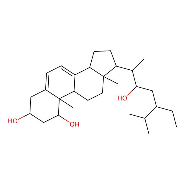 2D Structure of 17-(5-ethyl-3-hydroxy-6-methylheptan-2-yl)-10,13-dimethyl-2,3,4,9,11,12,14,15,16,17-decahydro-1H-cyclopenta[a]phenanthrene-1,3-diol