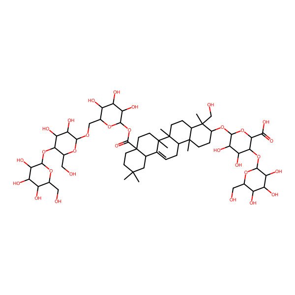 2D Structure of 6-[[8a-[6-[[3,4-Dihydroxy-6-(hydroxymethyl)-5-[3,4,5-trihydroxy-6-(hydroxymethyl)oxan-2-yl]oxyoxan-2-yl]oxymethyl]-3,4,5-trihydroxyoxan-2-yl]oxycarbonyl-4-(hydroxymethyl)-4,6a,6b,11,11,14b-hexamethyl-1,2,3,4a,5,6,7,8,9,10,12,12a,14,14a-tetradecahydropicen-3-yl]oxy]-4,5-dihydroxy-3-[3,4,5-trihydroxy-6-(hydroxymethyl)oxan-2-yl]oxyoxane-2-carboxylic acid