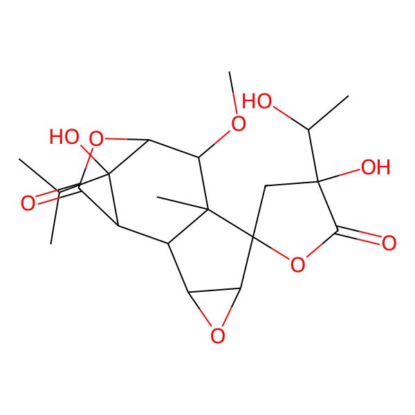 2D Structure of (1R,2S,3R,3'R,5R,6S,7S,8S,9S,12R)-3',12-dihydroxy-3'-[(1S)-1-hydroxyethyl]-8-methoxy-7-methyl-12-propan-2-ylspiro[4,10-dioxatetracyclo[7.2.1.02,7.03,5]dodecane-6,5'-oxolane]-2',11-dione