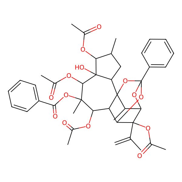 2D Structure of [(1R,2R,4S,5S,6R,7S,8R,9S,10S,11R,13S,15S,16R,18S)-5,7,9,18-tetraacetyloxy-6-hydroxy-4,8,16-trimethyl-13-phenyl-18-prop-1-en-2-yl-12,14,17-trioxapentacyclo[11.3.1.111,15.01,10.02,6]octadecan-8-yl] benzoate