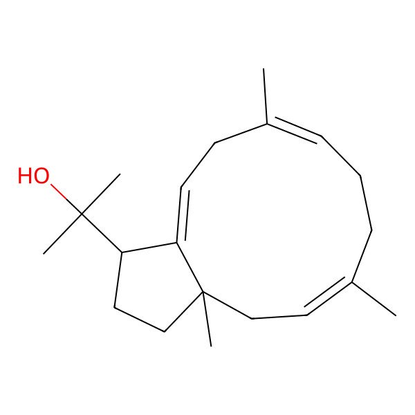 2D Structure of 2-[(1S,3aS,5E,9E,12Z)-3a,6,10-trimethyl-2,3,4,7,8,11-hexahydro-1H-cyclopenta[11]annulen-1-yl]propan-2-ol