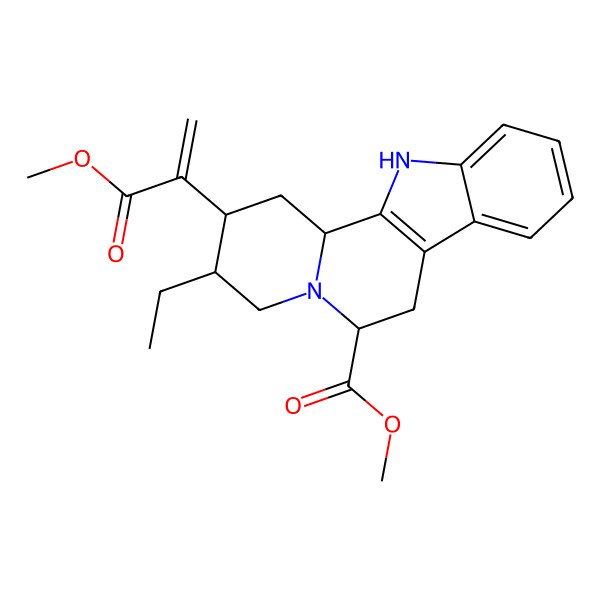 2D Structure of methyl (2S,3S,6S,12bS)-3-ethyl-2-(3-methoxy-3-oxoprop-1-en-2-yl)-1,2,3,4,6,7,12,12b-octahydroindolo[2,3-a]quinolizine-6-carboxylate