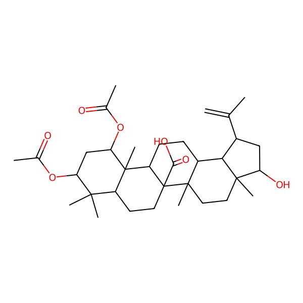 2D Structure of 9,11-Diacetyloxy-3-hydroxy-3a,5a,8,8,11a-pentamethyl-1-prop-1-en-2-yl-1,2,3,4,5,6,7,7a,9,10,11,11b,12,13,13a,13b-hexadecahydrocyclopenta[a]chrysene-5b-carboxylic acid
