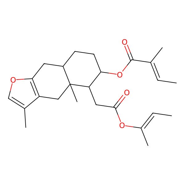 2D Structure of [(4aR,5R,6S,8aR)-5-[2-[(Z)-but-2-en-2-yl]oxy-2-oxoethyl]-3,4a-dimethyl-5,6,7,8,8a,9-hexahydro-4H-benzo[f][1]benzofuran-6-yl] (Z)-2-methylbut-2-enoate