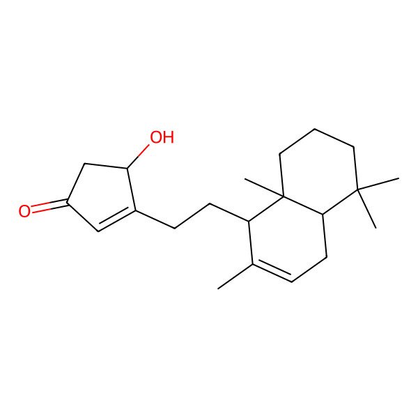 2D Structure of 3-[2-(2,5,5,8a-Tetramethyl-1,4,4a,6,7,8-hexahydronaphthalen-1-yl)ethyl]-4-hydroxycyclopent-2-en-1-one