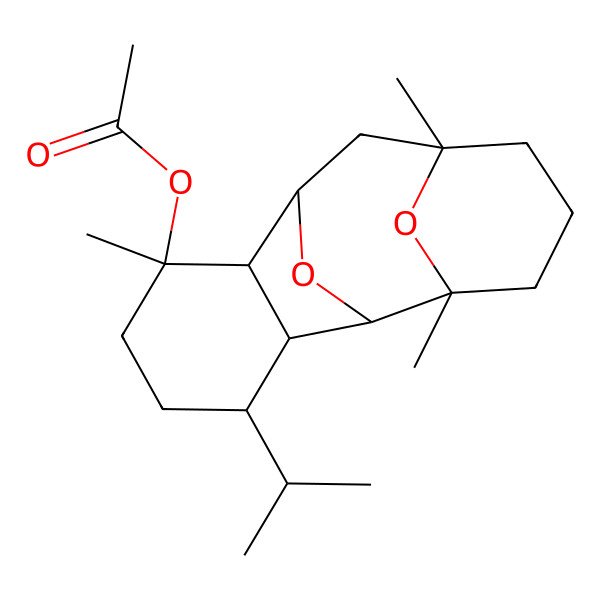 2D Structure of [(1S,2S,6R,8S,9R,10S,13S,14S)-2,6,10-trimethyl-13-propan-2-yl-15,16-dioxatetracyclo[6.6.1.12,6.09,14]hexadecan-10-yl] acetate