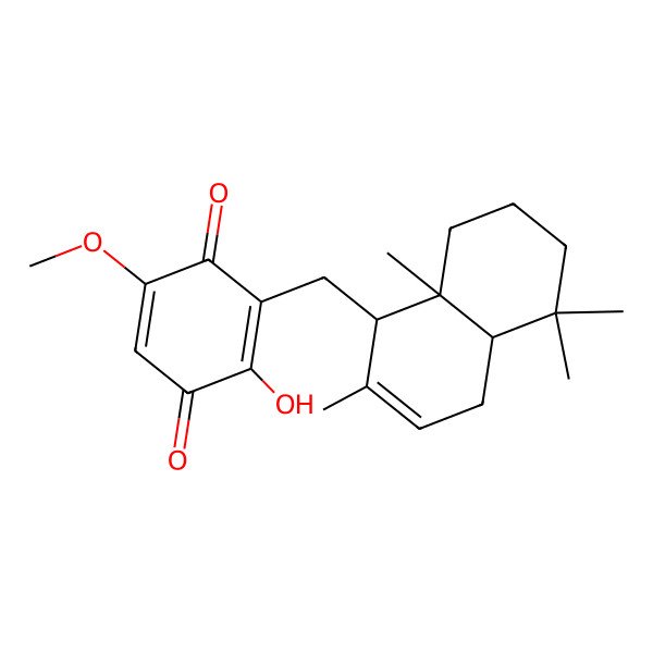 2D Structure of 3-[[(1S,4aS,8aS)-2,5,5,8a-tetramethyl-1,4,4a,6,7,8-hexahydronaphthalen-1-yl]methyl]-2-hydroxy-5-methoxycyclohexa-2,5-diene-1,4-dione