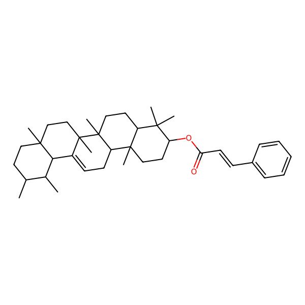 2D Structure of (4,4,6a,6b,8a,11,12,14b-octamethyl-2,3,4a,5,6,7,8,9,10,11,12,12a,14,14a-tetradecahydro-1H-picen-3-yl) 3-phenylprop-2-enoate 2D Structure of (4,4,6a,6b,8a,11,12,14b-octamethyl-2,3,4a,5,6,7,8,9,10,11,12,12a,14,14a-tetradecahydro-1H-picen-3-yl) 3-phenylprop-2-enoate