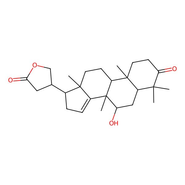 2D Structure of (4R)-4-[(5R,7R,8R,9R,10R,13S,17S)-7-hydroxy-4,4,8,10,13-pentamethyl-3-oxo-1,2,5,6,7,9,11,12,16,17-decahydrocyclopenta[a]phenanthren-17-yl]oxolan-2-one