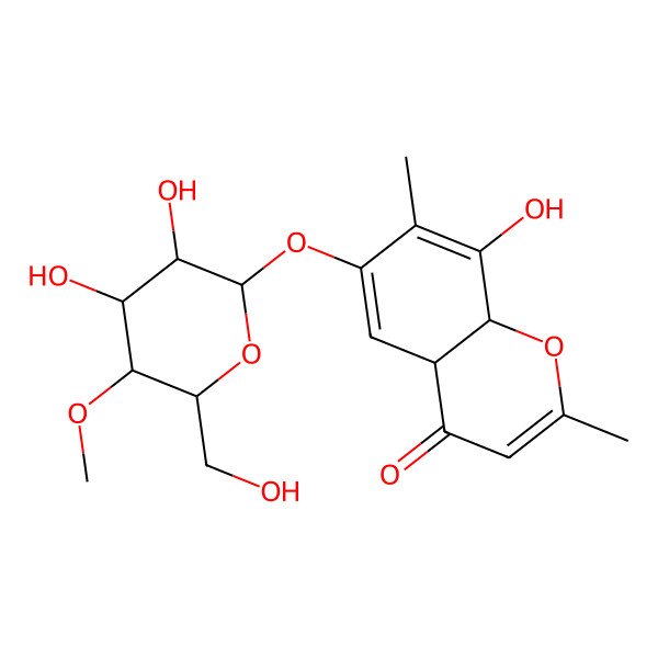 2D Structure of 6-[3,4-Dihydroxy-6-(hydroxymethyl)-5-methoxyoxan-2-yl]oxy-8-hydroxy-2,7-dimethyl-4a,8a-dihydrochromen-4-one