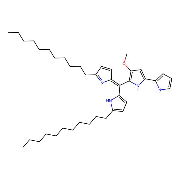 2D Structure of 3-methoxy-5-(1H-pyrrol-2-yl)-2-[(5-undecyl-1H-pyrrol-2-yl)-(5-undecylpyrrol-2-ylidene)methyl]-1H-pyrrole