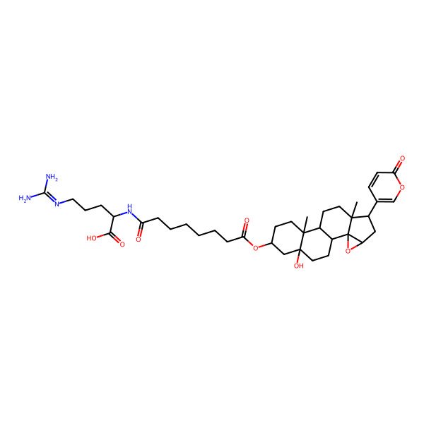 2D Structure of (2S)-5-(diaminomethylideneamino)-2-[[8-[[(1R,2S,4R,6R,7R,10S,11R,14S,16S)-16-hydroxy-7,11-dimethyl-6-(6-oxopyran-3-yl)-3-oxapentacyclo[8.8.0.02,4.02,7.011,16]octadecan-14-yl]oxy]-8-oxooctanoyl]amino]pentanoic acid