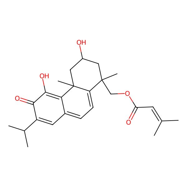 2D Structure of [(1S,3R,4aS)-3,5-dihydroxy-1,4a-dimethyl-6-oxo-7-propan-2-yl-3,4-dihydro-2H-phenanthren-1-yl]methyl 3-methylbut-2-enoate