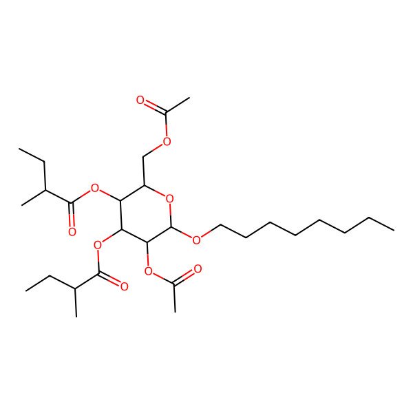 2D Structure of [(2R,3R,4S,5R,6R)-5-acetyloxy-2-(acetyloxymethyl)-4-[(2R)-2-methylbutanoyl]oxy-6-octoxyoxan-3-yl] (2R)-2-methylbutanoate