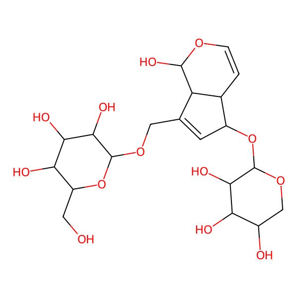 2D Structure of 2-(Hydroxymethyl)-6-[[1-hydroxy-5-(3,4,5-trihydroxyoxan-2-yl)oxy-1,4a,5,7a-tetrahydrocyclopenta[c]pyran-7-yl]methoxy]oxane-3,4,5-triol