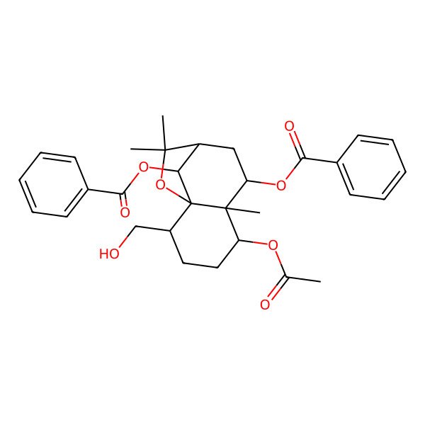 2D Structure of [5-Acetyloxy-12-benzoyloxy-2-(hydroxymethyl)-6,10,10-trimethyl-11-oxatricyclo[7.2.1.01,6]dodecan-7-yl] benzoate