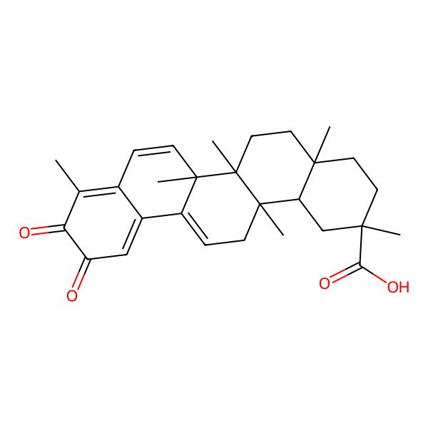 2D Structure of (2R,4aS,6aS,6bS,14aS,14bR)-2,4a,6a,6b,9,14a-hexamethyl-10,11-dioxo-3,4,5,6,14,14b-hexahydro-1H-picene-2-carboxylic acid