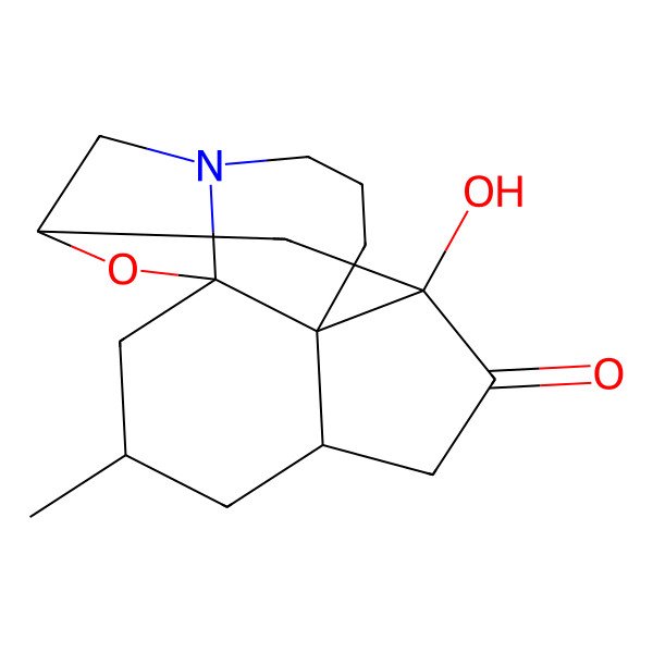 2D Structure of (1S,3R,5S,8S,10S,16S)-8-hydroxy-3-methyl-17-oxa-12-azapentacyclo[8.6.1.01,12.05,16.08,16]heptadecan-7-one