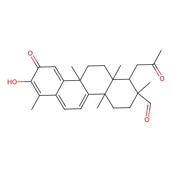 2D Structure of 8-hydroxy-2,4a,7,10b,12a-pentamethyl-9-oxo-1-(2-oxopropyl)-3,4,11,12-tetrahydro-1H-chrysene-2-carbaldehyde