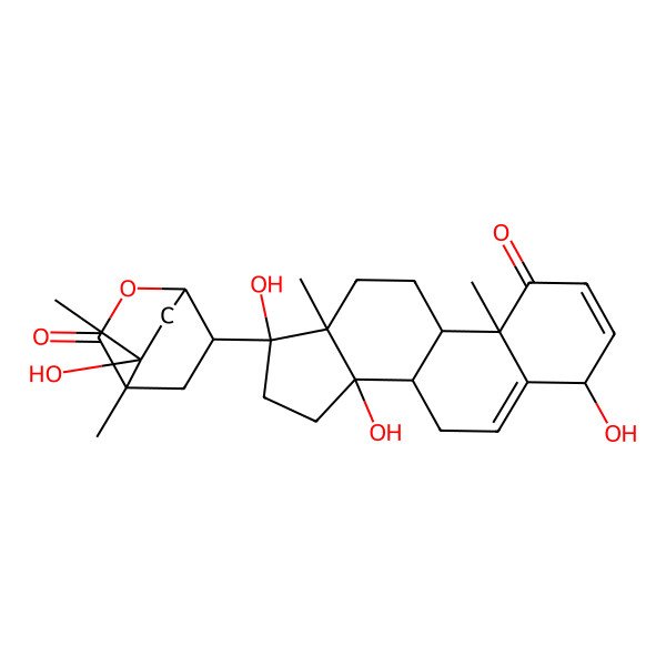2D Structure of (1R,4R,5R,7R)-5-hydroxy-4,5-dimethyl-7-[(4S,8R,9S,10R,13S,14R,17S)-4,14,17-trihydroxy-10,13-dimethyl-1-oxo-4,7,8,9,11,12,15,16-octahydrocyclopenta[a]phenanthren-17-yl]-2-oxabicyclo[2.2.2]octan-3-one