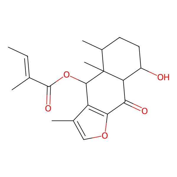 2D Structure of (8-Hydroxy-3,4a,5-trimethyl-9-oxo-4,5,6,7,8,8a-hexahydrobenzo[f][1]benzofuran-4-yl) 2-methylbut-2-enoate