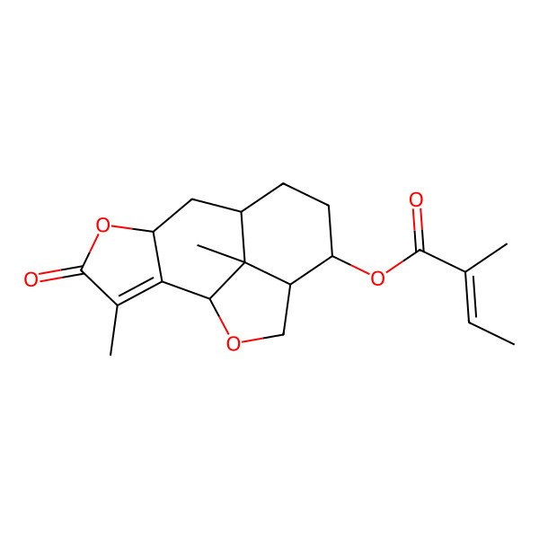 2D Structure of [(1R,6R,8R,11S,12S,15S)-3,15-dimethyl-4-oxo-5,14-dioxatetracyclo[6.6.1.02,6.012,15]pentadec-2-en-11-yl] (Z)-2-methylbut-2-enoate