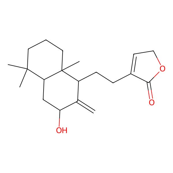 2D Structure of 4-[2-[(1S,3S,4aR,8aR)-3-hydroxy-5,5,8a-trimethyl-2-methylidene-3,4,4a,6,7,8-hexahydro-1H-naphthalen-1-yl]ethyl]-2H-furan-5-one