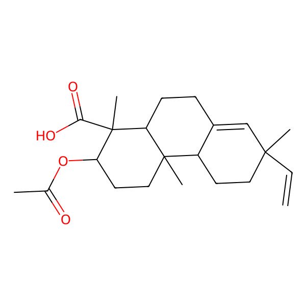 2D Structure of (1R,2S,4aR,4bS,7R,10aR)-2-acetyloxy-7-ethenyl-1,4a,7-trimethyl-3,4,4b,5,6,9,10,10a-octahydro-2H-phenanthrene-1-carboxylic acid