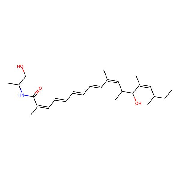 2D Structure of (2E,4E,6Z,8E,10E,12S,13R,14E,16R)-13-hydroxy-N-[(2R)-1-hydroxypropan-2-yl]-2,10,12,14,16-pentamethyloctadeca-2,4,6,8,10,14-hexaenamide