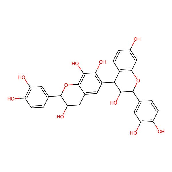 2D Structure of 2-(3,4-dihydroxyphenyl)-6-[2-(3,4-dihydroxyphenyl)-3,7-dihydroxy-3,4-dihydro-2H-chromen-4-yl]-3,4-dihydro-2H-chromene-3,7,8-triol