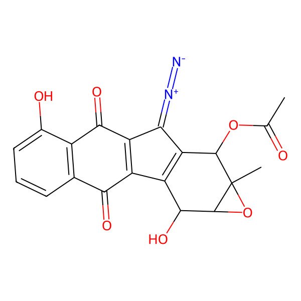 2D Structure of [(3R,4R,6S,7S)-9-diazo-3,13-dihydroxy-6-methyl-11,18-dioxo-5-oxapentacyclo[8.8.0.02,8.04,6.012,17]octadeca-1(10),2(8),12(17),13,15-pentaen-7-yl] acetate