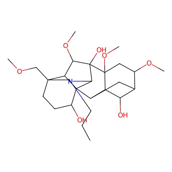 2D Structure of 6,8,18-Trimethoxy-13-(methoxymethyl)-11-propyl-11-azahexacyclo[7.7.2.12,5.01,10.03,8.013,17]nonadecane-4,9,16-triol