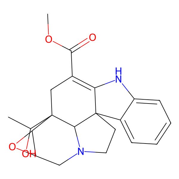 2D Structure of methyl (1R,12S,13R,15S,20S)-12-[(1S)-1-hydroxyethyl]-14-oxa-8,17-diazahexacyclo[10.7.1.01,9.02,7.013,15.017,20]icosa-2,4,6,9-tetraene-10-carboxylate