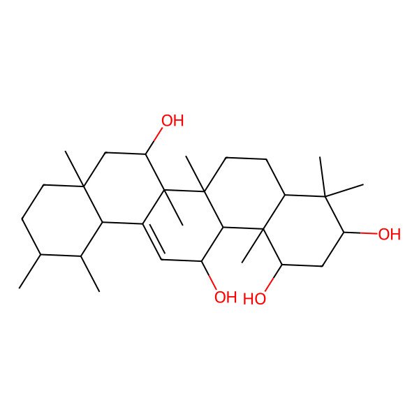 2D Structure of (1R,3S,6aR,6bS,7S,8aR,11R,12S,12aR,14R,14bS)-4,4,6a,6b,8a,11,12,14b-octamethyl-2,3,4a,5,6,7,8,9,10,11,12,12a,14,14a-tetradecahydro-1H-picene-1,3,7,14-tetrol