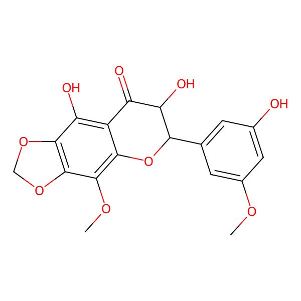 2D Structure of (6R,7R)-7,9-dihydroxy-6-(3-hydroxy-5-methoxyphenyl)-4-methoxy-6,7-dihydro-[1,3]dioxolo[4,5-g]chromen-8-one