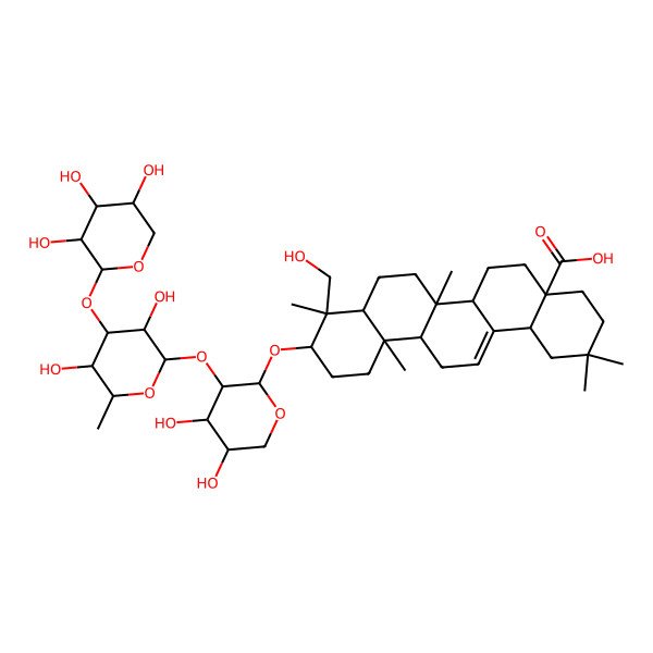 2D Structure of (4aR,6aS,6aS,6bR,8aR,9R,10S,12aR,14bS)-10-[(2S,3R,4S,5S)-3-[(2S,3R,4R,5S,6S)-3,5-dihydroxy-6-methyl-4-[(2S,3R,4S,5R)-3,4,5-trihydroxyoxan-2-yl]oxyoxan-2-yl]oxy-4,5-dihydroxyoxan-2-yl]oxy-9-(hydroxymethyl)-2,2,6b,9,12a-pentamethyl-3,4,5,6,6a,6a,7,8,8a,10,11,12,13,14b-tetradecahydro-1H-picene-4a-carboxylic acid